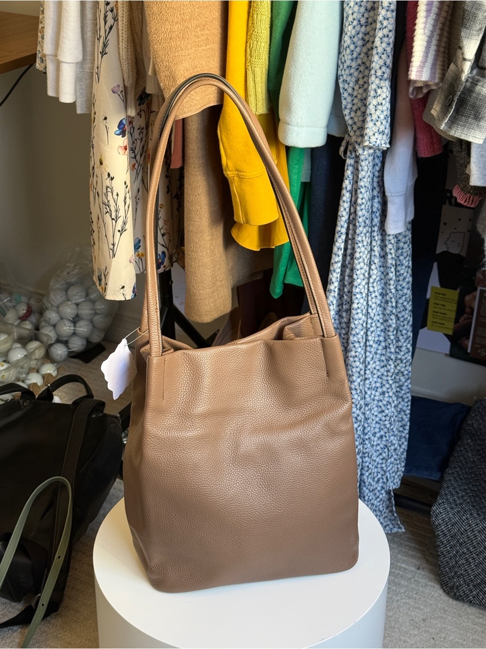 Everyday Tan Pebbled Leather Shoulder Bag